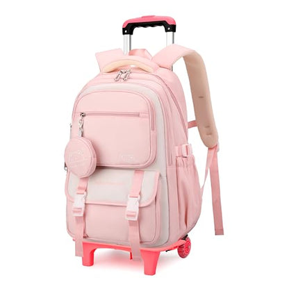 Rolling Backpack for Girls Kids Backpack with Wheels - color: 05-2 Wheels-pink, size: 2 Wheels