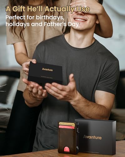 Wallet for Men Card Holder: Pop Up Card Case, Genuine Leather, Smart, RFID Blocking, Slim, Minimalist, Thin, Front Pocket - 12 Card Capacity, ID Window, Money Clip (Bronze) - color: Bronze
