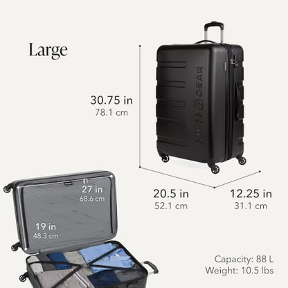 SwissGear 7366 Signature Hardside Expandable Luggage with Spinner Wheels, TSA Lock, Cup-Holder, Black, 2-Piece Set (19/27) - color: Black, size: 2-Piece Set (19/27)