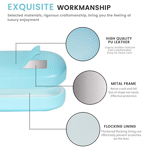molshine Hard Shell Leather Sunglasses Case,Classic Large Glasses Case for Women Men,Sunglass Eyeglasses - color: Blue