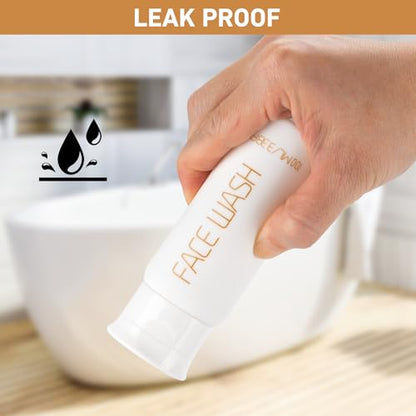 Travel Bottles for Toiletries 4 PCS 3.38 oz Shampoo Bottles | TSA Approved, Leak Proof, Refillable Plastic Squeeze Bottle, Travel Size Containers - size: B-3.38oz-3label1blank