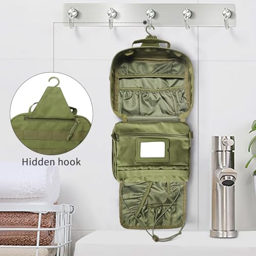 Hanging Toiletry Bag for Men,Travel Toiletry Bag Organizer Dopp Kit - color: Green