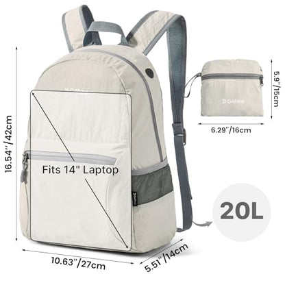 G4Free 20L Lightweight Packable Backpack Travel Hiking Daypack Foldable Backpack for Men Women - color: A-beige, size: 20L