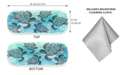 WIRESTER Hard Shell Eyeglasses Case, Clamshell Sunglasses Holder Protective Cover with Microfiber Cloth - color: Ocean Sea Turtles