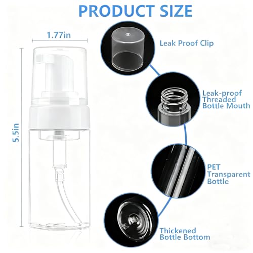 4 Pack 3.4 Oz (100ml) Foam Pump Bottles, TSA Approved Travel Size