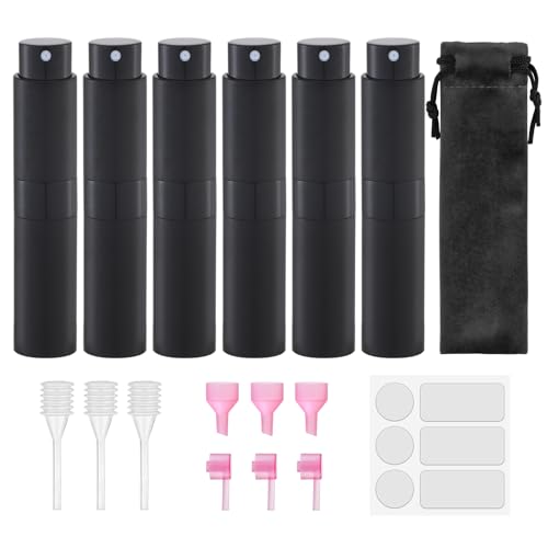 Lulupack Travel Perfume Bottle Refillable, 8ml Cologne Spray Atomizer, 6PCS - color: 6black