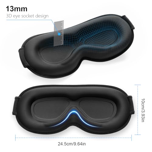 Gritin 100% Blackout Sleep Eye Mask for Women Men, Zero Pressure Sleep Mask - color: Black