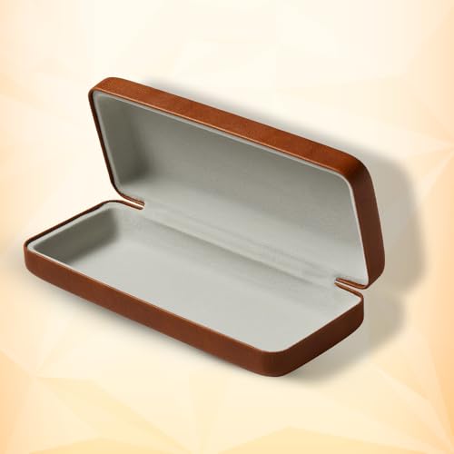 Premium Curved Rectangular Glasses Case, Hard Shell PU Leather Eyewear Holder. Magnetic Closure. - color: Espresso Weave