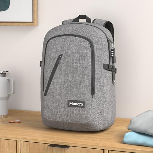 Mancro 17.3 Inch Business Laptop Backpack Anti-Theft Travel Backpack - color: Grey, size: 17.3 inch