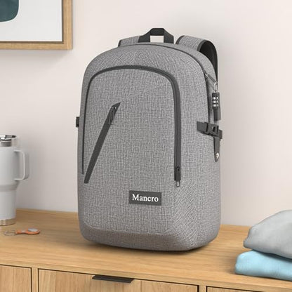 Mancro 17.3 Inch Business Laptop Backpack Anti-Theft Travel Backpack - color: Grey, size: 17.3 inch