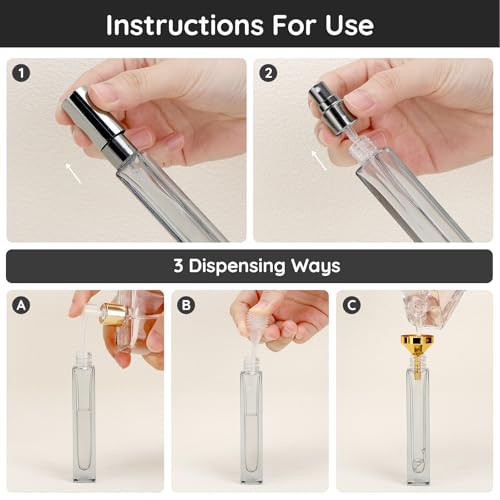 Segbeauty 0.34oz Empty Travel Cologne Sprayer, 2pcs 10ml Small Perfume Spray Bottle Refillable, Gray Travel Perfume Atomizer Glass Bottles Set with Refill Kit, Mini Fragrance Atomizer Portable - color: Gray