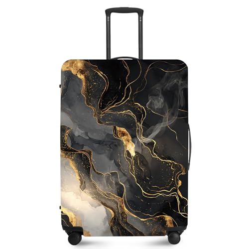ANNA QUEEN Travel Luggage Cover Suitcase Protector Suitcase Cover Anti-Scratch,Stretchable Bag Cover Washable Durable Polyester - color: Black and gold, size: XL(fits 32-34Inch suitcase)