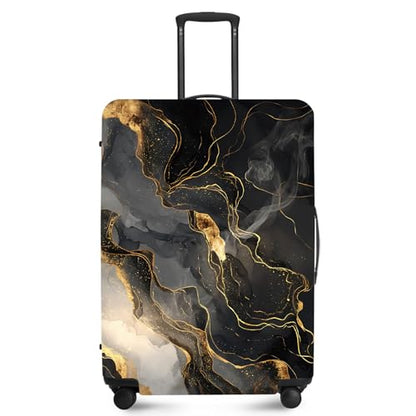 ANNA QUEEN Travel Luggage Cover Suitcase Protector Suitcase Cover Anti-Scratch,Stretchable Bag Cover Washable Durable Polyester - color: Black and gold, size: L(fits 28-30Inch suitcase)