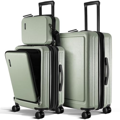 TRAVELARIM 3 Piece Luggage Sets, 20 Inch Carry On Luggage, 24 Inch Suitcase - color: Sage Green, size: 3 Piece Set (20"/24")