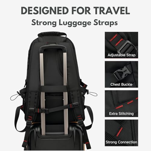 Large Laptop Backpack with Shoe Compartment, Waterproof Rucksack 15.6/17 Inch, Travel School Gym Work College Bags for Men (Black, JUMBO(80L)) - size: JUMBO(80L)