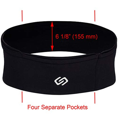 Sporteer VersaMax Running Belt, Anti-Theft Travel Money Band, Black, L - color: Black, size: Large