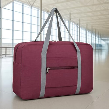 Lightweight Foldable Travel Duffel Bag, Compact Carry-On Luggage for Overnight Trips, Unisex Weekender (Red) - color: Red