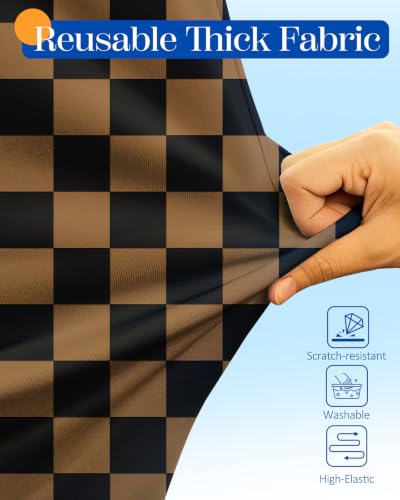 Slohif Classic Brown Checkered Luggage Cover with Storage Pocket 28-30 inch - color: Khaki Black Checkered, size: L-(28-30)Inch