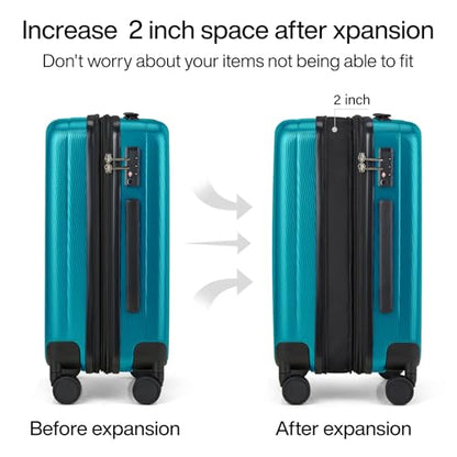 Hanke 24 Inch Expandable Medium Checked Luggage with 8 Spinner Wheels - color: Caribbean Blue, size: 24 Inch EXT