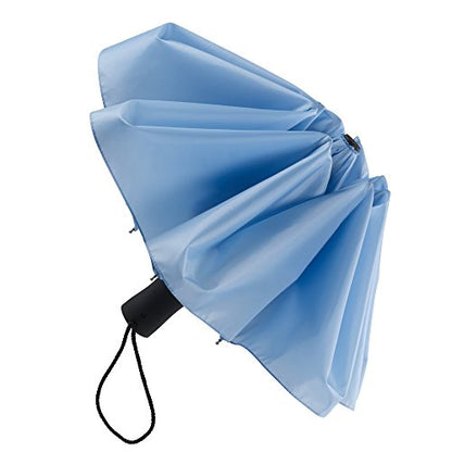 Lewis N. Clark Travel Umbrella: Windproof & Water Repellent Fabric Automatic Open Close - color: Blue