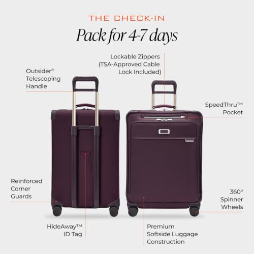 Briggs & Riley Baseline Medium 26 Inch Expandable Softside Checked, Plum - color: Plum, size: 26" Checked