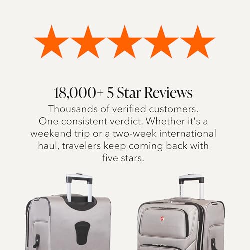 SwissGear Sion Softside Expandable Luggage – Medium Checked Suitcase with 360 Degree Wheels & Retractable Handle – 25 Inch, Perfect for 1-7 Night Trips – Pewter - color: Pewter, size: Checked-Medium 25-Inch