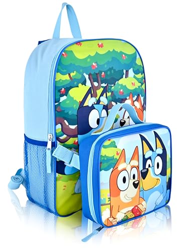 Bluey Backpack with Lunch Box Set for Kids, 16in School Bookbag, Bingo - color: Bluey and Bingo