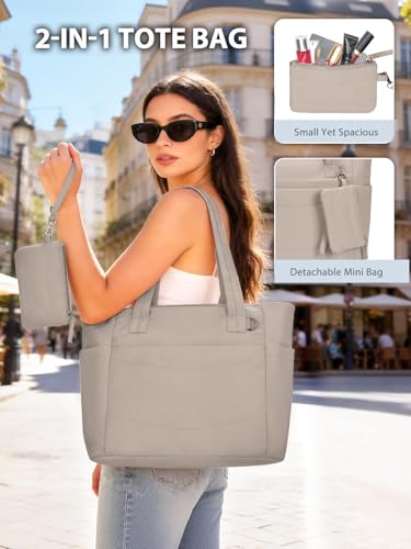 RHDZO Tote Bag for Women with 15.6 Inch Laptop Compartment and Cup Holder - color: Large-2 Set Camel, size: Large-2 Set