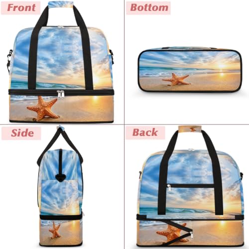 Beach Travel Duffle Bags With Shoes Compartment Weekender Overnight Bag - color: print 13