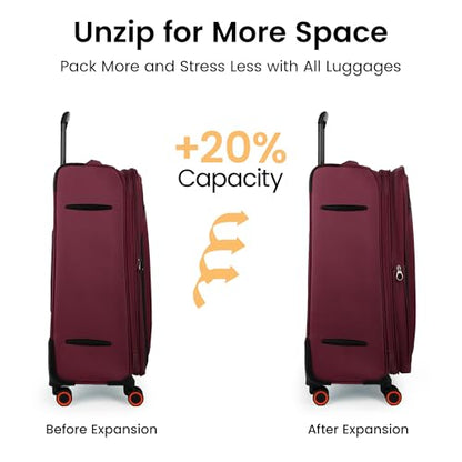 28'' Luggage with Spinner Wheels,Checked Softside Luggage - color: Burgundy, size: Checked-Large 28-Inch