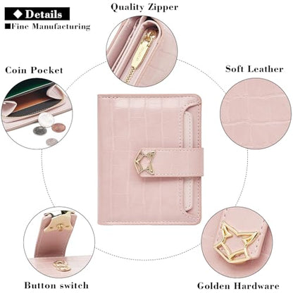 FOXLOVER Small Wallet for Women RFID Blocking Bifold Slim Credit Card Case - color: 03-pink