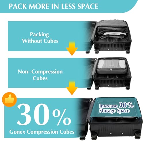 Gonex Compression Packing Cubes, 4-Piece Expandable Travel Organizers - color: 4-Black, size: 4 Set