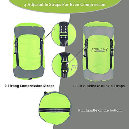Frelaxy Compression Sack, 40% More Space! Sleeping Bag Stuff Sack - color: Neon Green, size: Medium