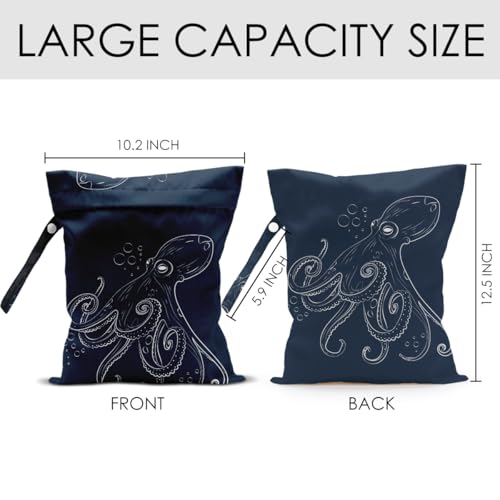 Octopus Wet Bag for Swimsuit Travel Beach Pool Baby Cloth Diapers - color: Octopus