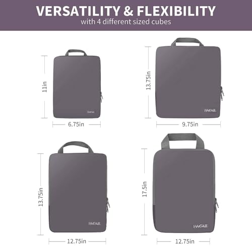 BAGAIL 4 Set/6 Set/8 Set Compression Packing Cubes Travel Accessories Expandable Packing Organizers (Cloth Pattern, 4-Dark Greyish) - color: 4-Dark Greyish, style: Cloth Pattern