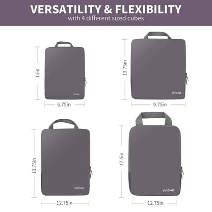 BAGAIL 4 Set/6 Set/8 Set Compression Packing Cubes Travel Accessories Expandable Packing Organizers (Cloth Pattern, 4-Dark Greyish) - color: 4-Dark Greyish, style: Cloth Pattern