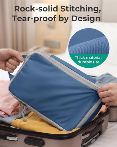 BAGSMART Compression Packing Cubes for Travel Essentials - color: Déja Vu Blue, size: Set of 6