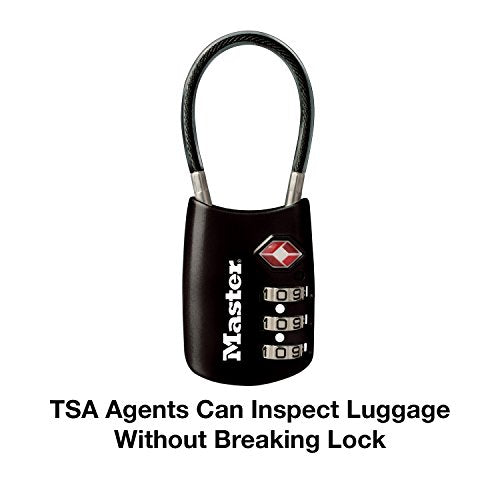 Master Lock 4688D Accepted Set Your Own Combination TSA Approved Luggage Lock, 1 Pack, Black - color: Black, size: 1 Pack