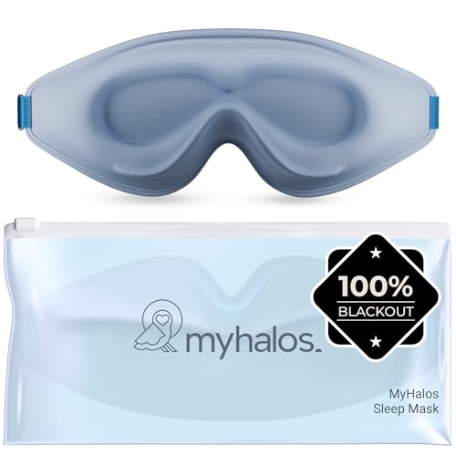 MyHalos® Sleep Mask for Men and Women, 3D Blackout Eye Masks for Sleep - color: Light Blue, size: 1 Count (Pack of 1)