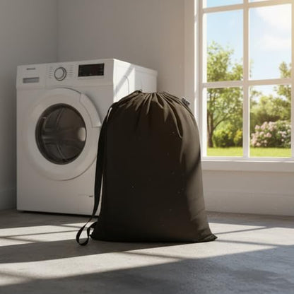 Canvas Laundry Bacakpack with Shoulder Strap Drawstring, Black 23"W x 29"H - color: Black