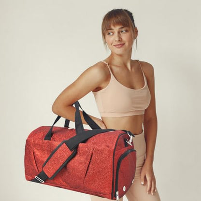 NGIL Glitter Duffel Shoe Compartment Carry On Tote (Glitter-Red) - color: Glitter-Red