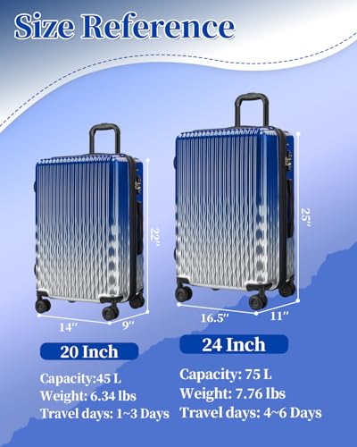 Expandable 20 Inch Carry on Luggage Suitcase with TSA Lock - color: GlossyBlue, size: S(carry-on-20")