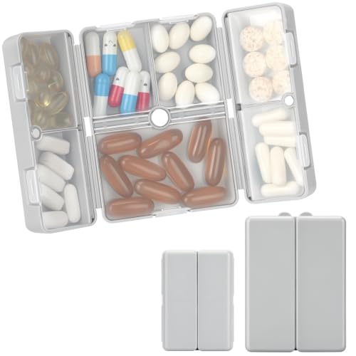 FYY Travel Pill Organizer, Pill Box Medicine Case-2pcs Grey - color: Grey, size: Large (1 Piece), Small (1 Piece)