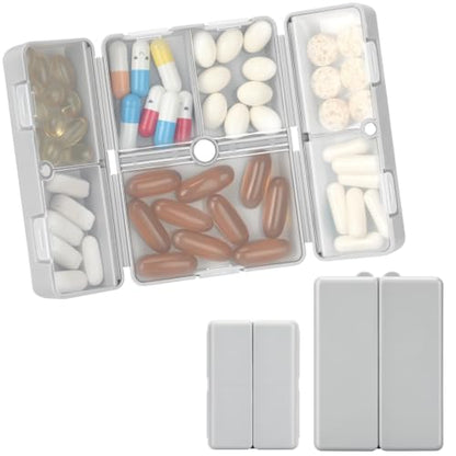 FYY Travel Pill Organizer, Pill Box Medicine Case-2pcs Grey - color: Grey, size: Large (1 Piece), Small (1 Piece)