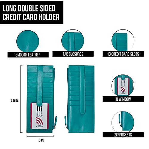 ili New York RFID Blocking Long Double Sided Slim Wallet - Aqua - color: Aqua