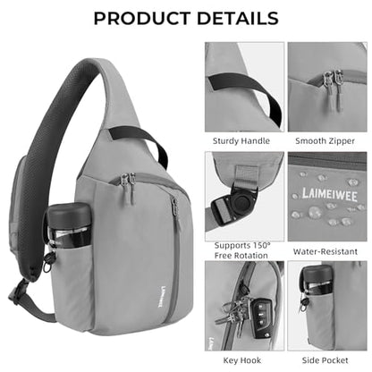 Crossbody Sling Bag, RFID Travel Hiking Sling Backpack, Compact EDC Bag - color: Grey