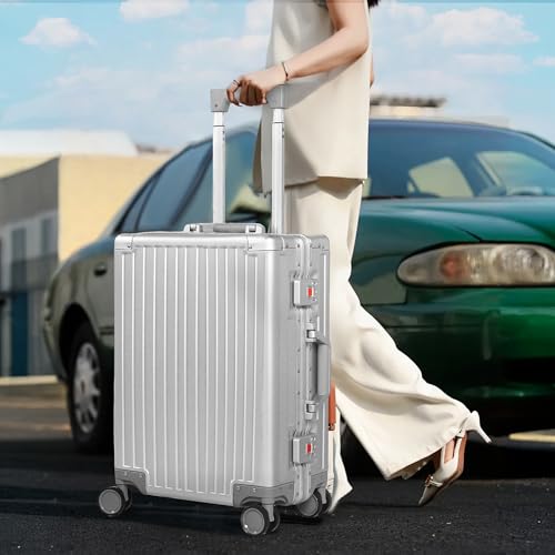 VentureVault All Aluminum Zipperless Carry On Luggage, 20 Inch, Silver - color: Silver, size: 20-Inch