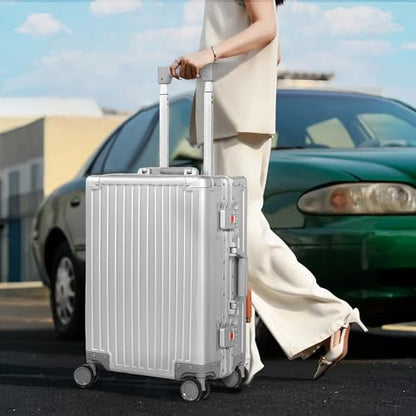 VentureVault All Aluminum Zipperless Carry On Luggage, 20 Inch, Silver - color: Silver, size: 20-Inch