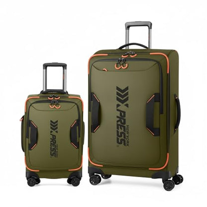 2-Piece Set(22/30in) Softside Luggage Sets w/Spinner Wheels - color: Green, size: 2-Piece Set (22"/30'')