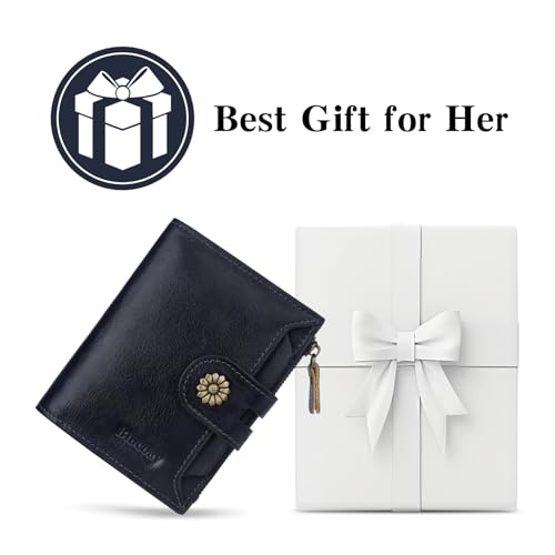 Leather Wallet Womens,RFID Blocking Bifold Card Holder - color: c3-royalblue